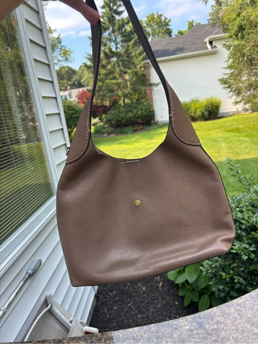 Coach Brooklyn Shoulder Bag 28 Natural Grain Leather Brown Taupe